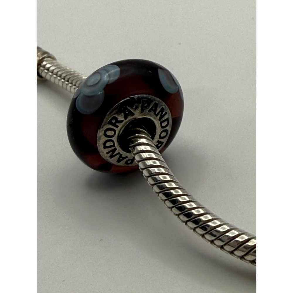 Pandora Murano Glass Forget Me Not Flower Charm Sterling Silver 925 Purple